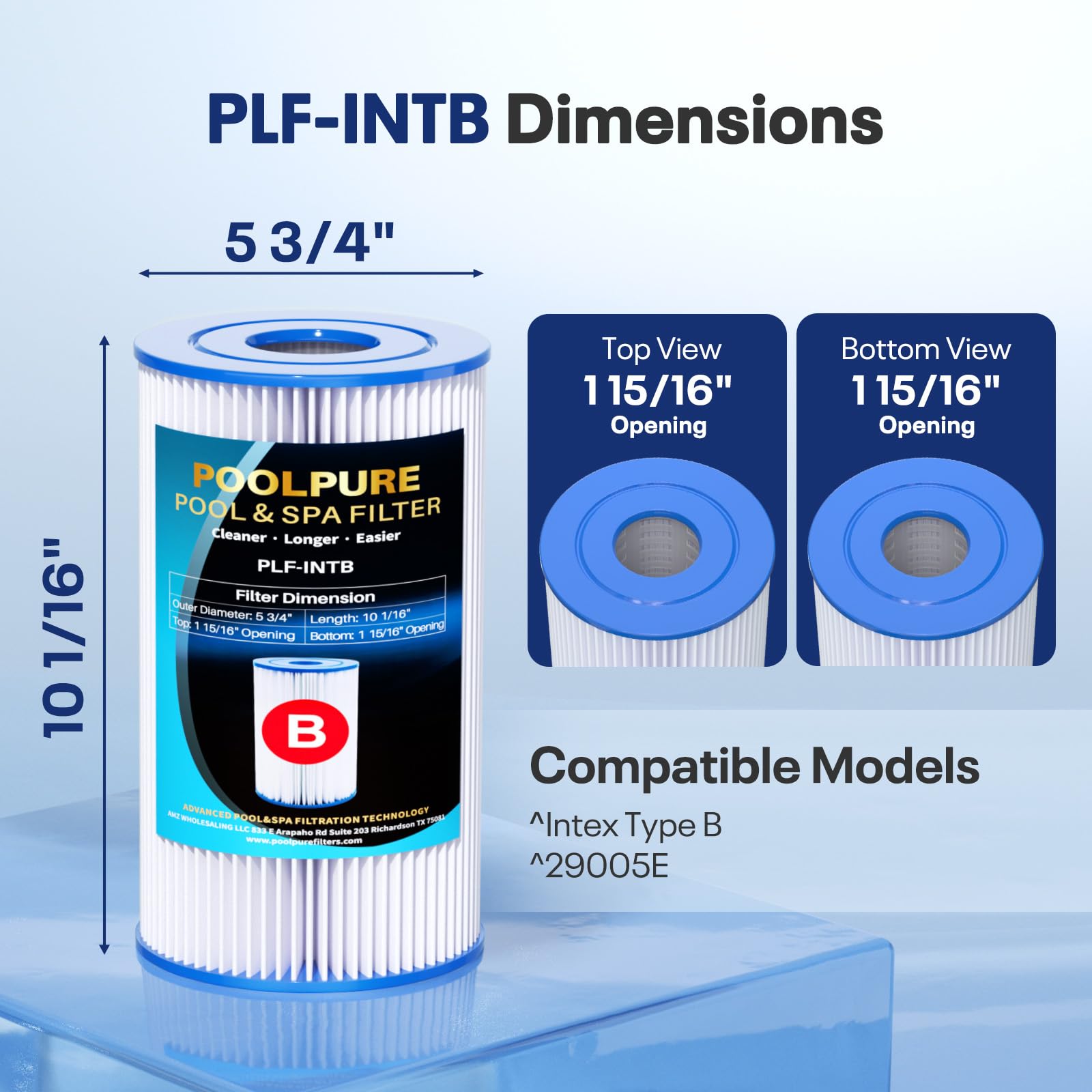 Amazon.com : POOLPURE Type B Pool Filters Compatible with Intex